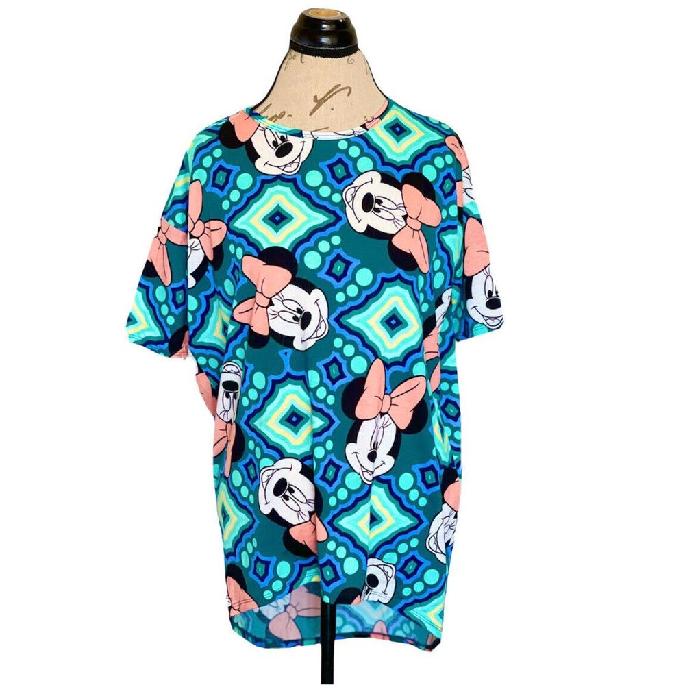 Lularoe Minnie Mouse Top Blouse Size XXS Short Sleeve Pullover Colorful Disney